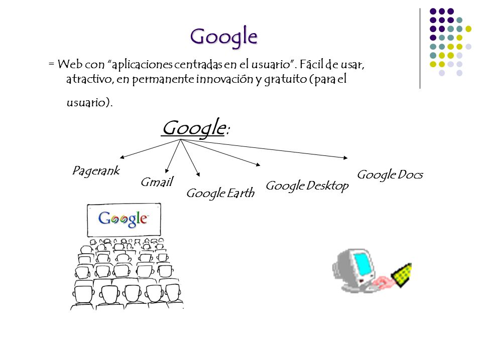 Google = Web con aplicaciones centradas en el usuario.