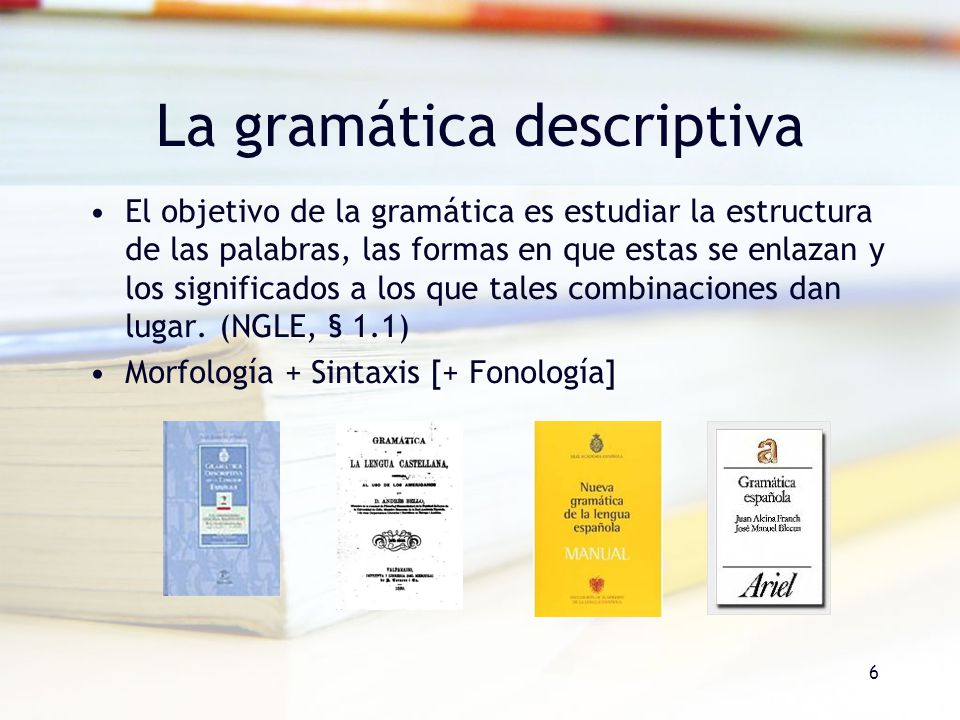 GRAMATICA DESCRIPTIVA DE LA LENGUA gramatica descriptiva de la lengua: