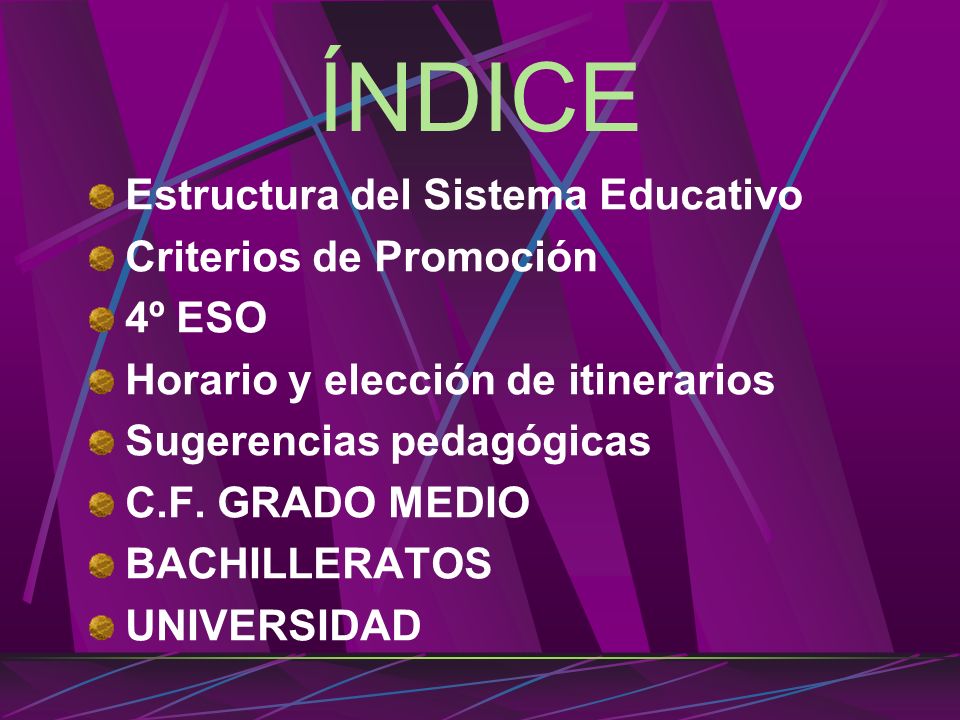 Orientaci N Acad Mica Eso Ndice Estructura Del Sistema Educativo