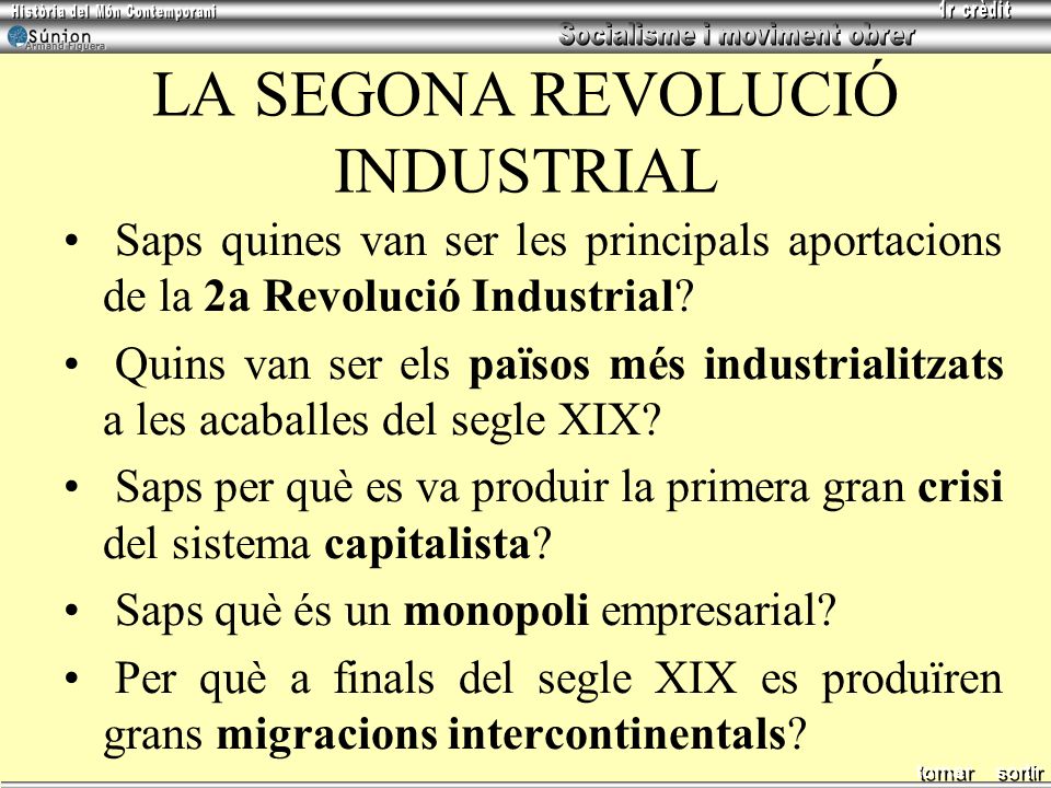 Armand Figuera sortir tornar LA 2ª REVOLUCIÓ INDUSTRIAL ppt descargar