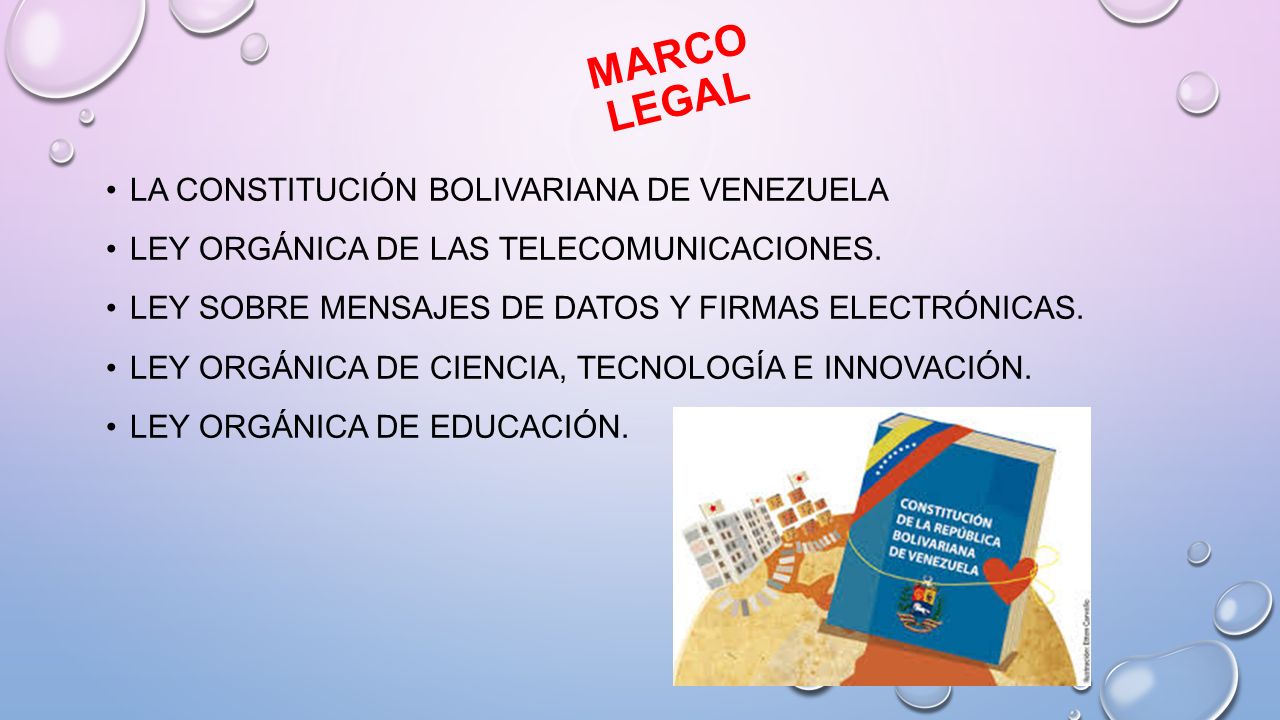 MARCO LEGAL LA CONSTITUCIÓN BOLIVARIANA DE VENEZUELA LEY ORGÁNICA DE LAS TELECOMUNICACIONES.