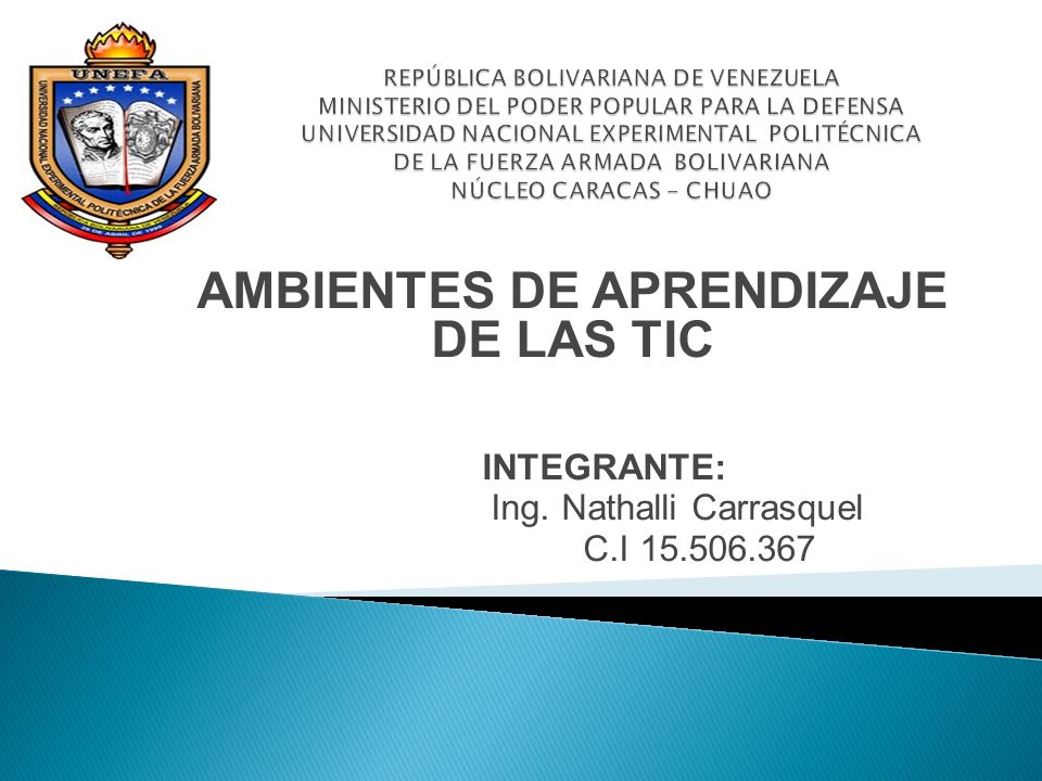 AMBIENTES DE APRENDIZAJE DE LAS TIC INTEGRANTE: Ing. Nathalli Carrasquel C.I