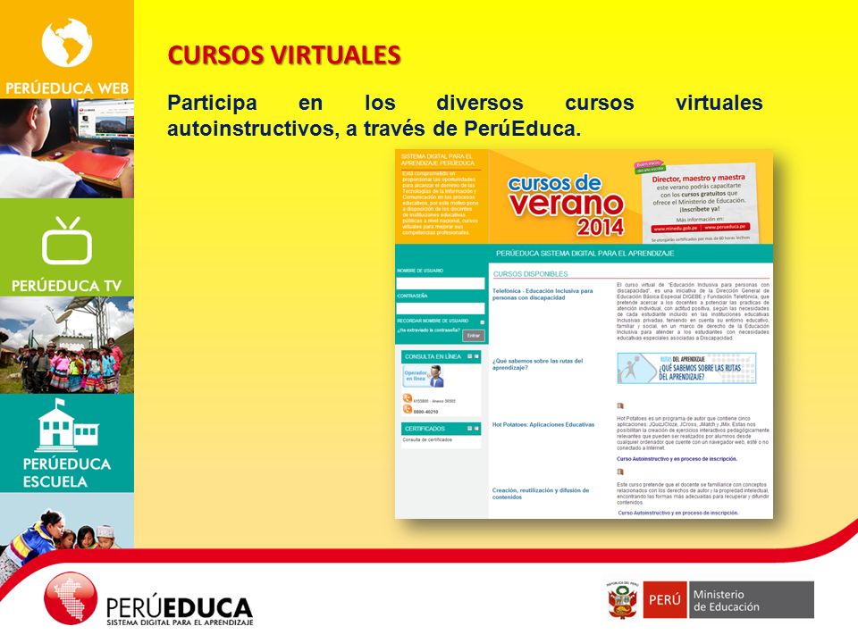 Participa en los diversos cursos virtuales autoinstructivos, a través de PerúEduca.