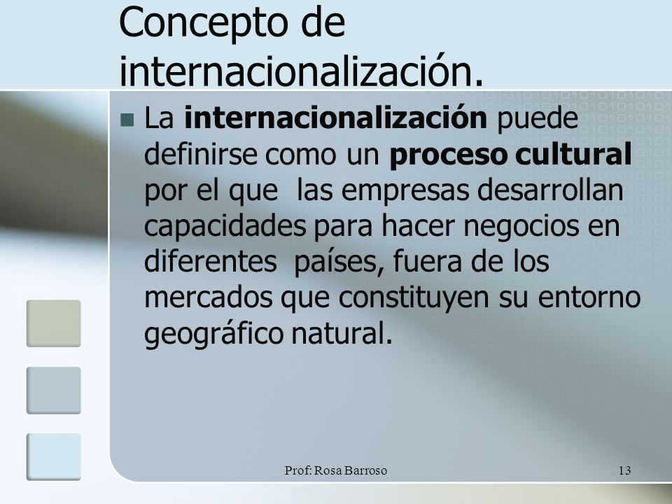 Concepto de internacionalización.