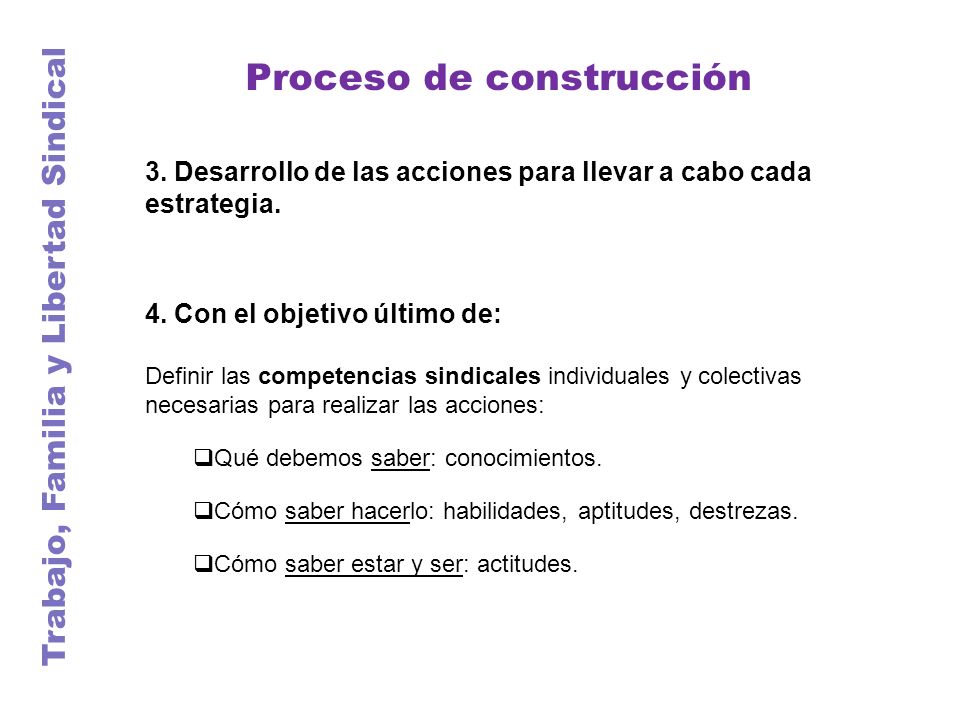 Trabajo, Familia y Libertad Sindical Proceso de construcción 4.