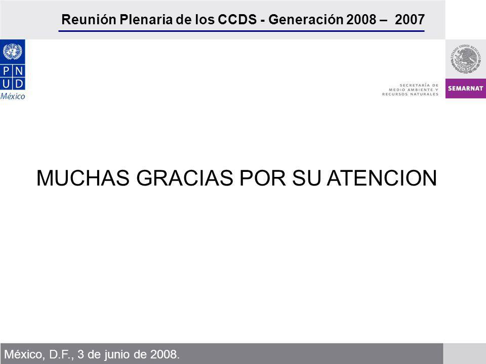 Reunión Plenaria de los CCDS - Generación 2008 – 2007 México, D.F., 3 de junio de 2008.