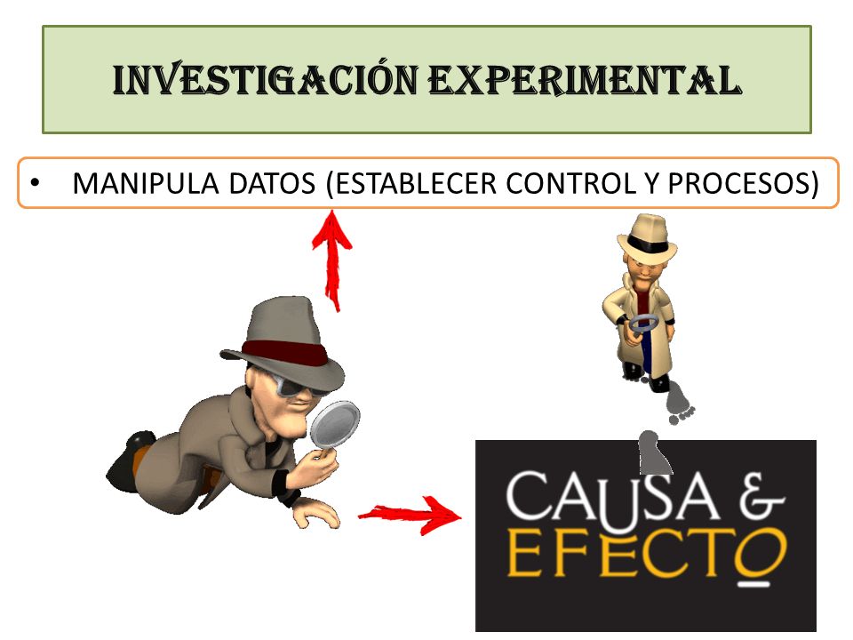 INVESTIGACIÓN EXPERIMENTAL MANIPULA DATOS (ESTABLECER CONTROL Y PROCESOS)