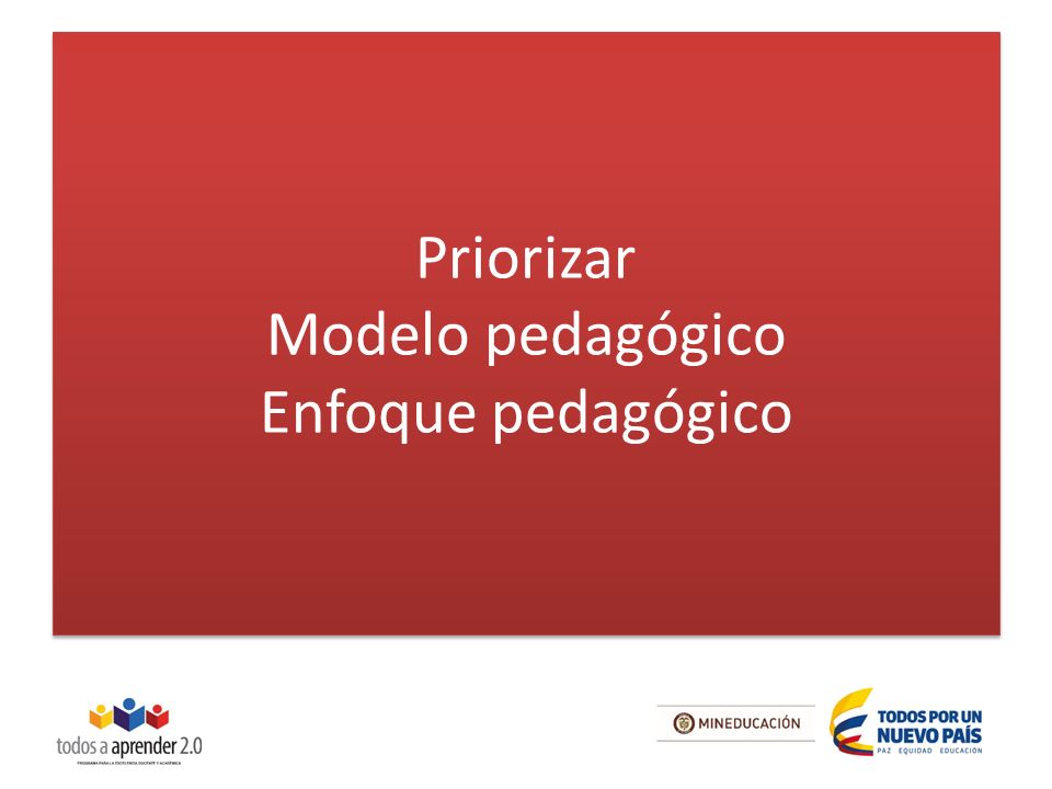 Priorizar Modelo pedagógico Enfoque pedagógico