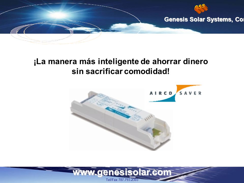 Tel/Fax Genesis Solar Systems, Corp.