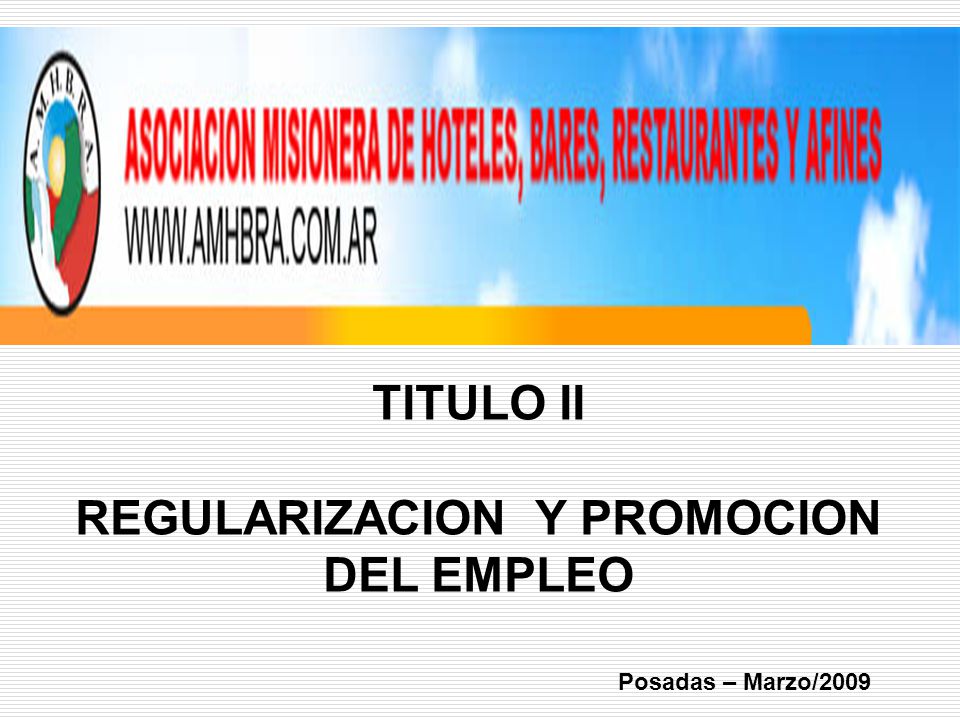 Posadas – Marzo/2009 TITULO II REGULARIZACION Y PROMOCION DEL EMPLEO
