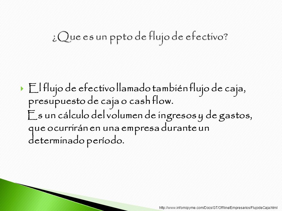 CALCULO CASH FLOW calculo cash flow: