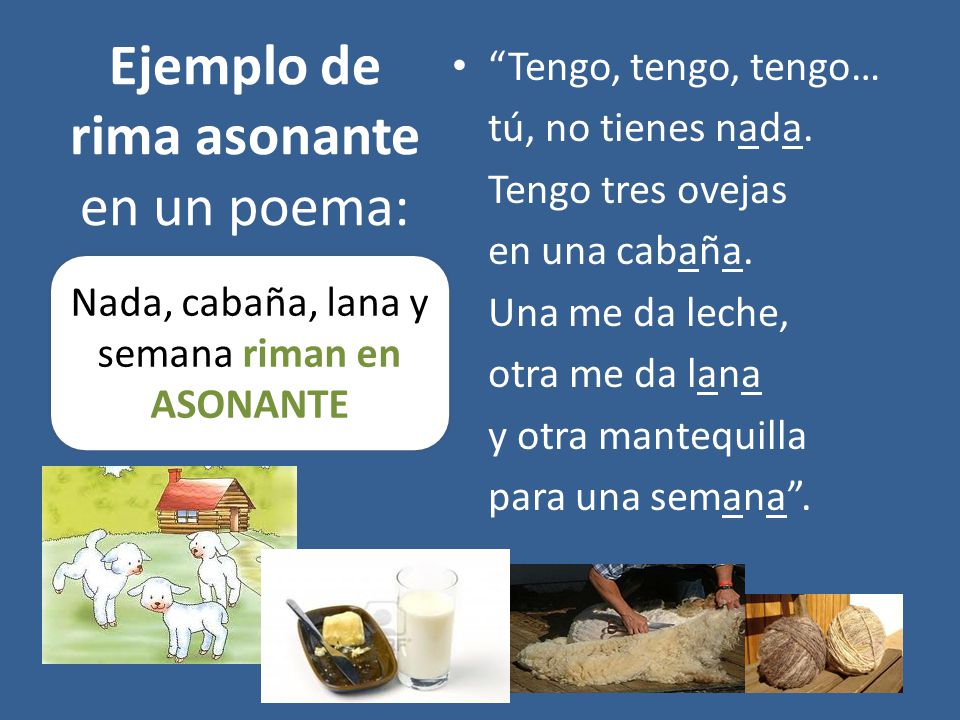 EJEMPLO RIMA ASONANTE ejemplo rima asonante: