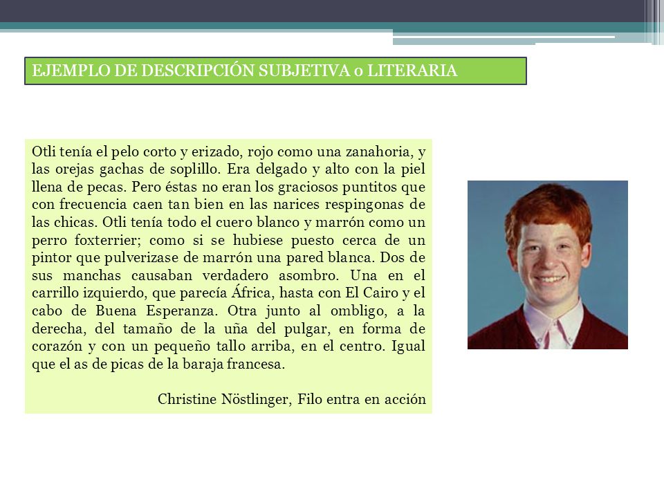 DESCRIPCION DE UN PERSONAJE descripcion de un personaje: