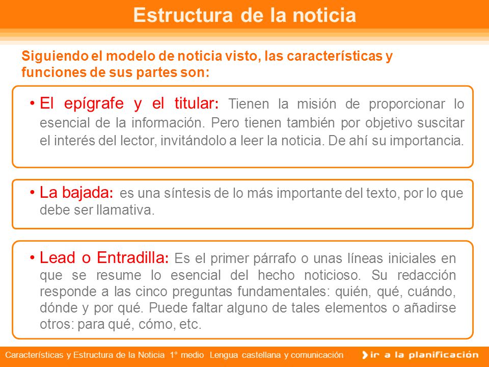 ESTRUCTURA DE UNA NOTICIA estructura de una noticia: