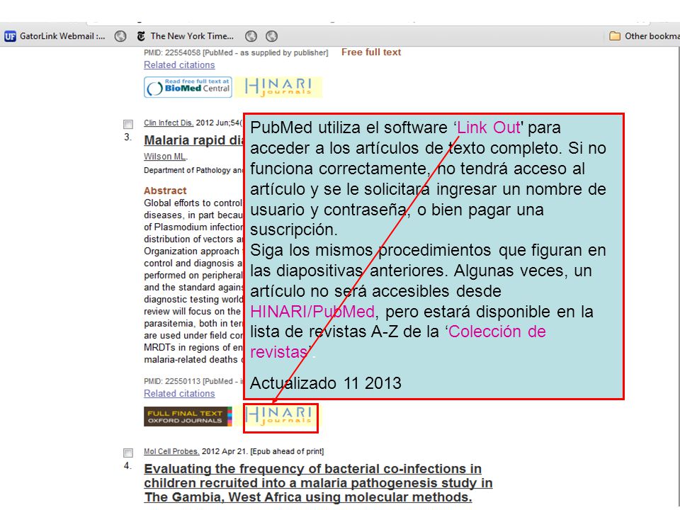 PubMed utiliza el software ‘Link Out para acceder a los artículos de texto completo.