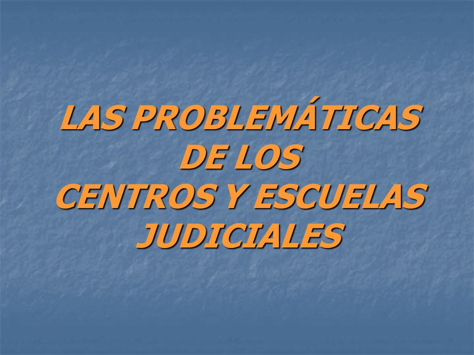 LAS PROBLEMÁTICAS DE LOS CENTROS Y ESCUELAS JUDICIALES