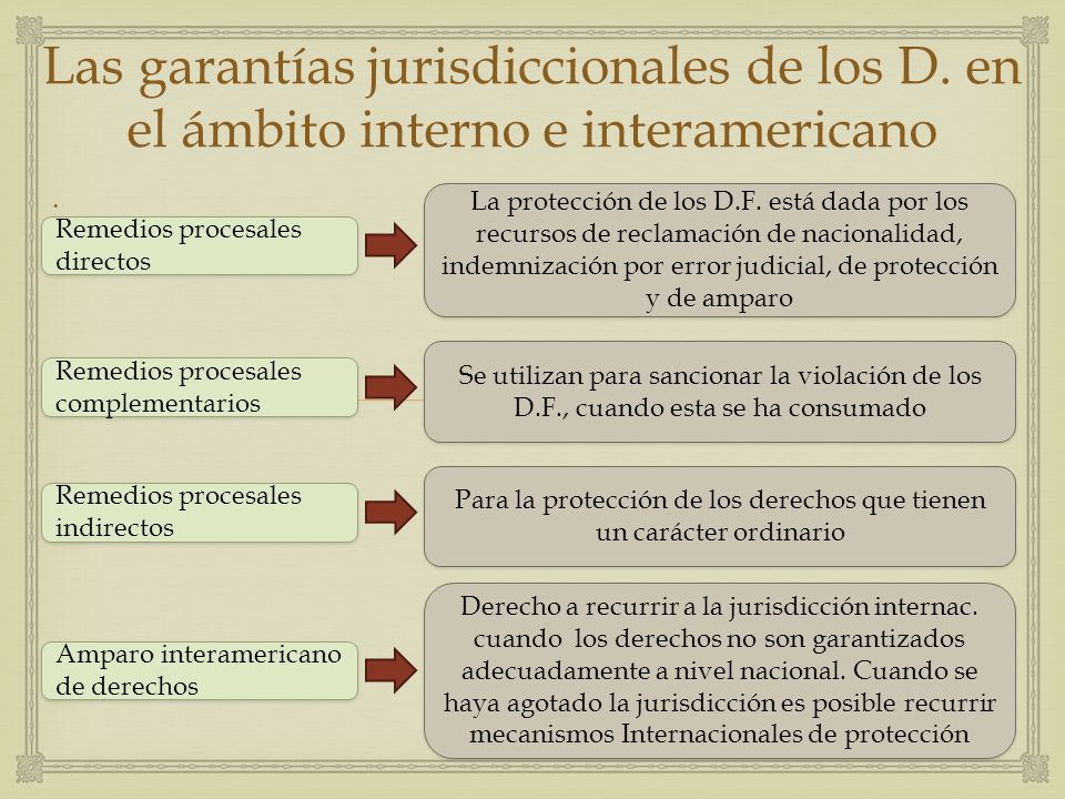  Las garantías jurisdiccionales de los D. en el ámbito interno e interamericano.