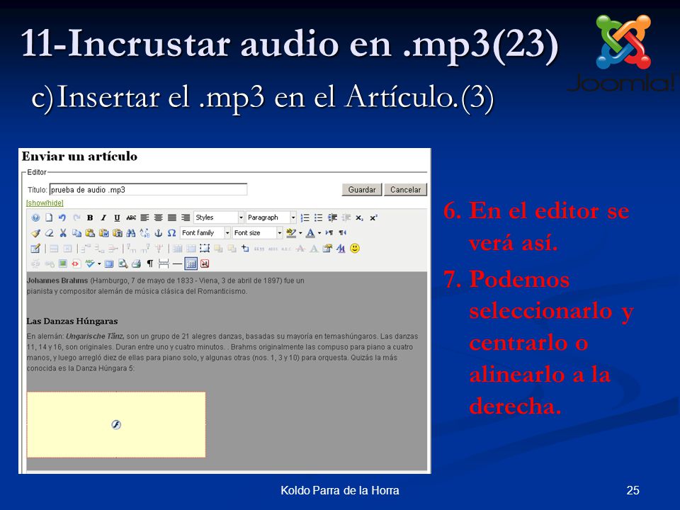 25Koldo Parra de la Horra 11-Incrustar audio en.mp3(23) 6.En el editor se verá así.
