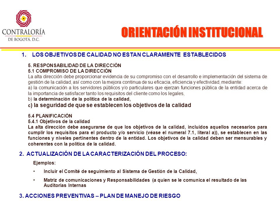 OFIICINA ASESORAS DE CONTROL INTERNO ORIENTACIÓN INSTITUCIONAL 5.