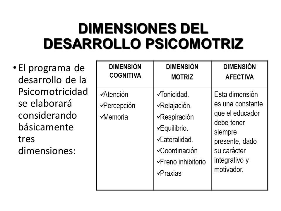 DIMENSIONES DEL DESARROLLO PSICOMOTRIZ COGNITIVA MOTRIZ Y AFECTIVA