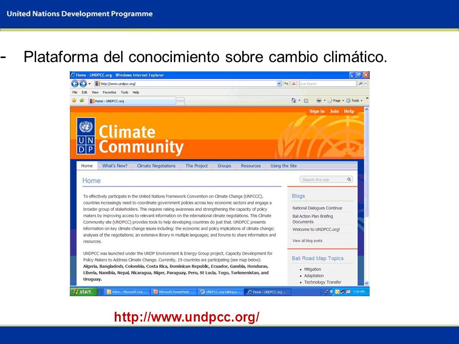 Alianza del Sistema de Naciones Unidas sobre el Cambio Climático – UNidos por el Clima.