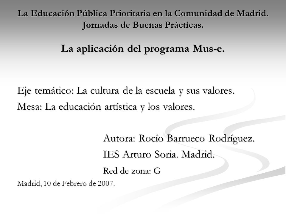 La Educación Pública Prioritaria en la Comunidad de Madrid.