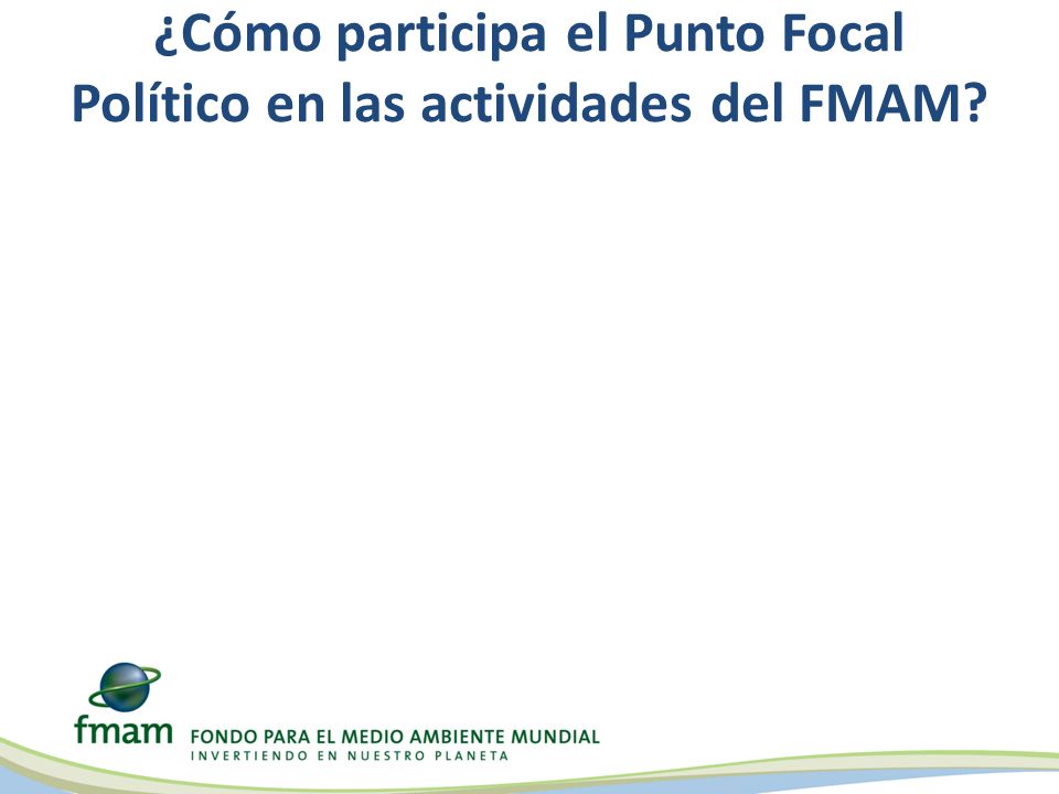 ¿Cómo participa el Punto Focal Político en las actividades del FMAM
