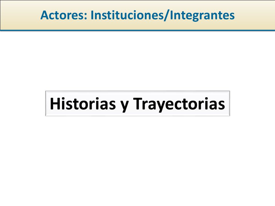 Actores: Instituciones/Integrantes Historias y Trayectorias