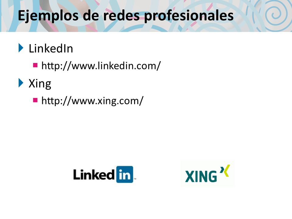 Ejemplos de redes profesionales LinkedIn   Xing