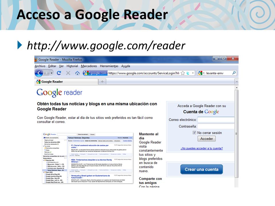 Acceso a Google Reader