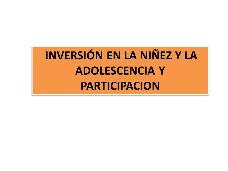INVERSIÓN EN LA NIÑEZ Y LA ADOLESCENCIA Y PARTICIPACION