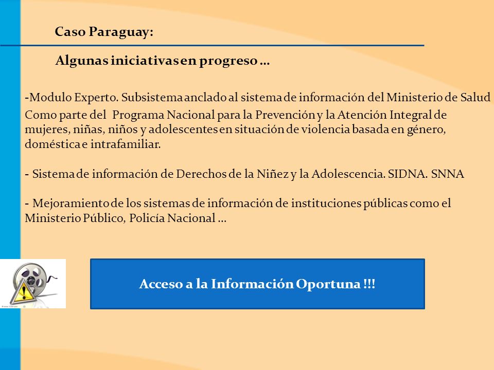 Caso Paraguay: Algunas iniciativas en progreso … -Modulo Experto.