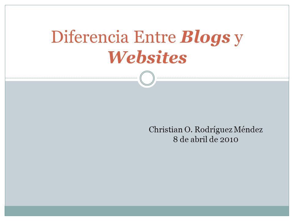 Diferencia Entre Blogs y Websites Christian O. Rodríguez Méndez 8 de abril de 2010