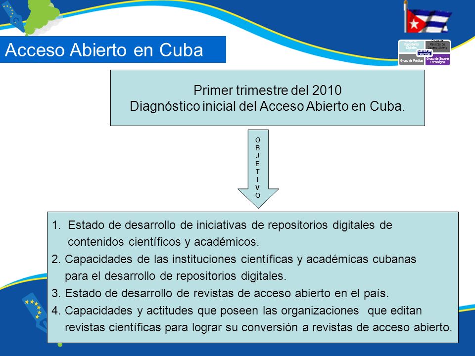 6 Primer trimestre del 2010 Diagnóstico inicial del Acceso Abierto en Cuba.