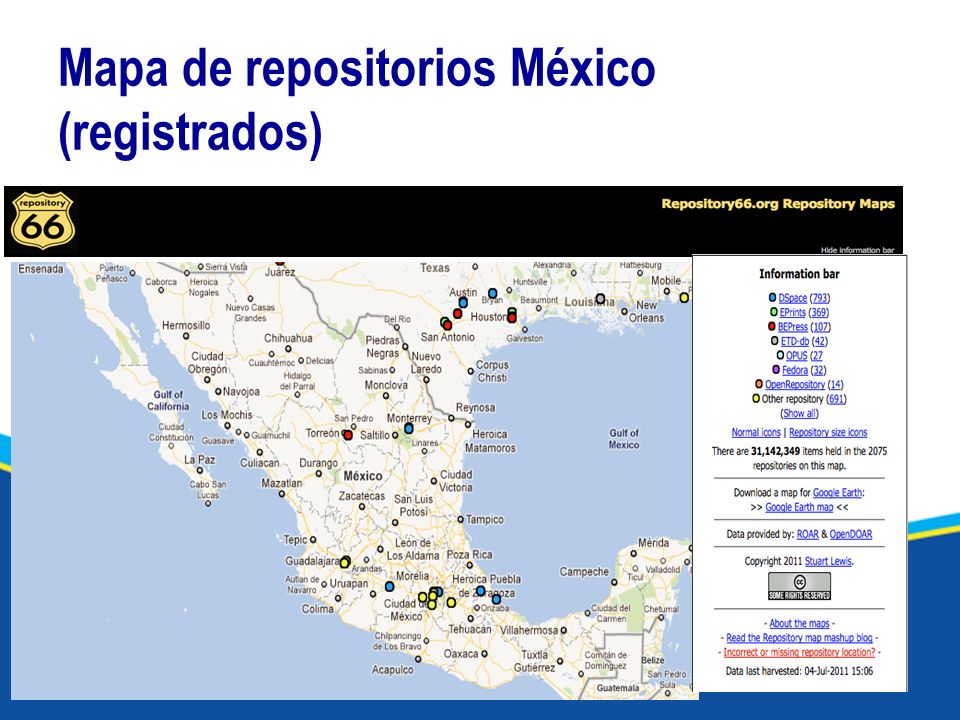 Mapa de repositorios México (registrados)