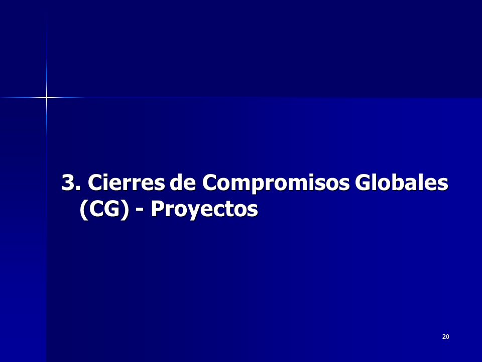 20 3. Cierres de Compromisos Globales (CG) - Proyectos