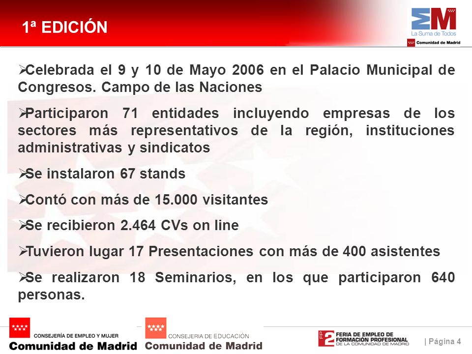 | Página 4 1ª EDICIÓN Celebrada el 9 y 10 de Mayo 2006 en el Palacio Municipal de Congresos.