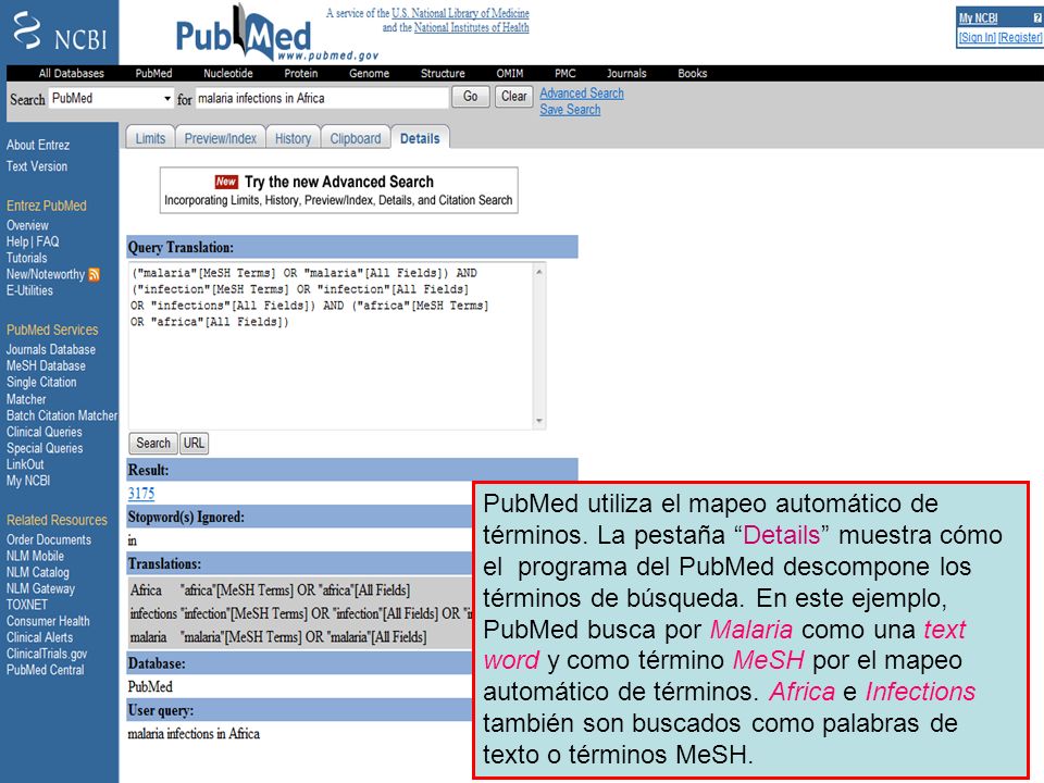 Details page PubMed utiliza el mapeo automático de términos.