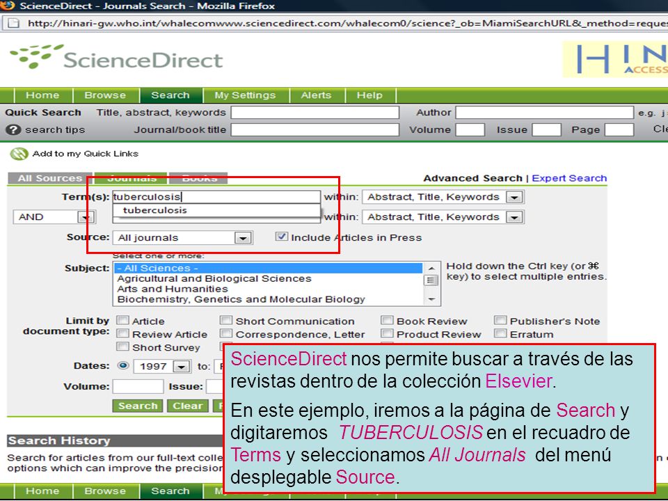 Science Direct 2 ScienceDirect nos permite buscar a través de las revistas dentro de la colección Elsevier.