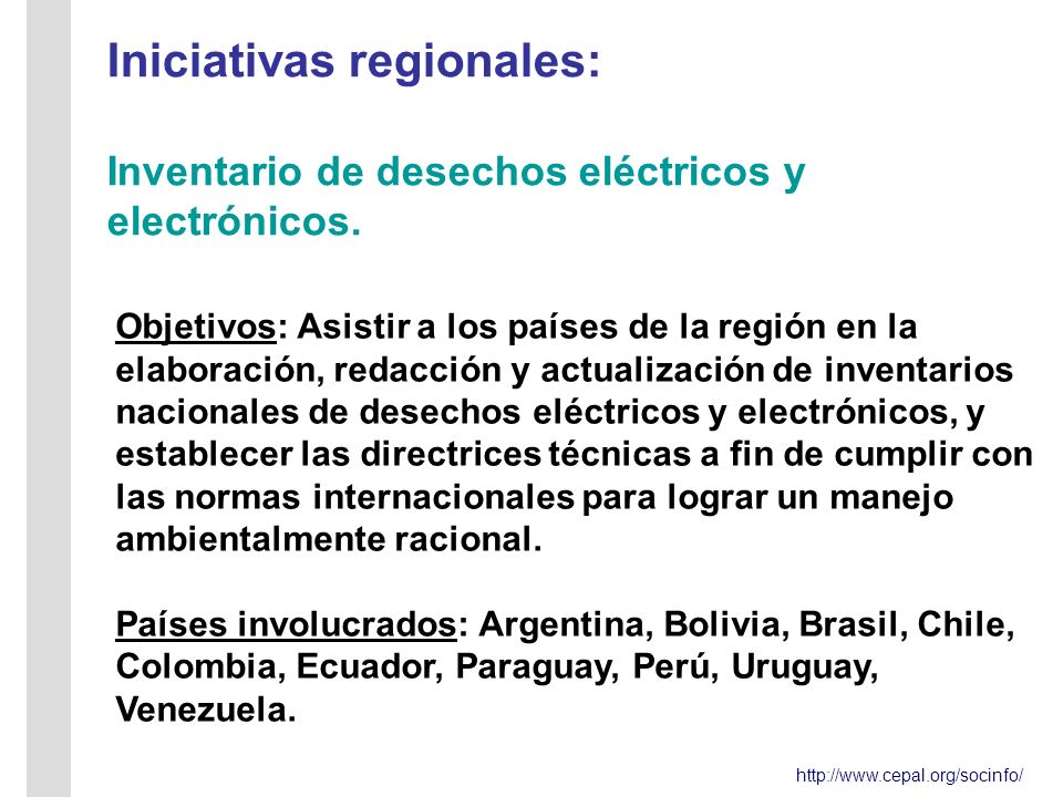 Iniciativas regionales: Inventario de desechos eléctricos y electrónicos.