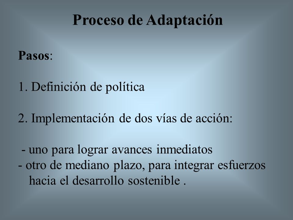 Proceso de Adaptación Pasos: 1. Definición de política 2.