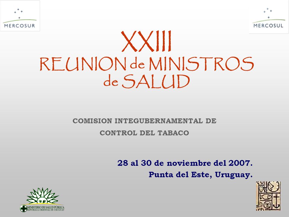 XXIII REUNION de MINISTROS de SALUD 28 al 30 de noviembre del 2007.