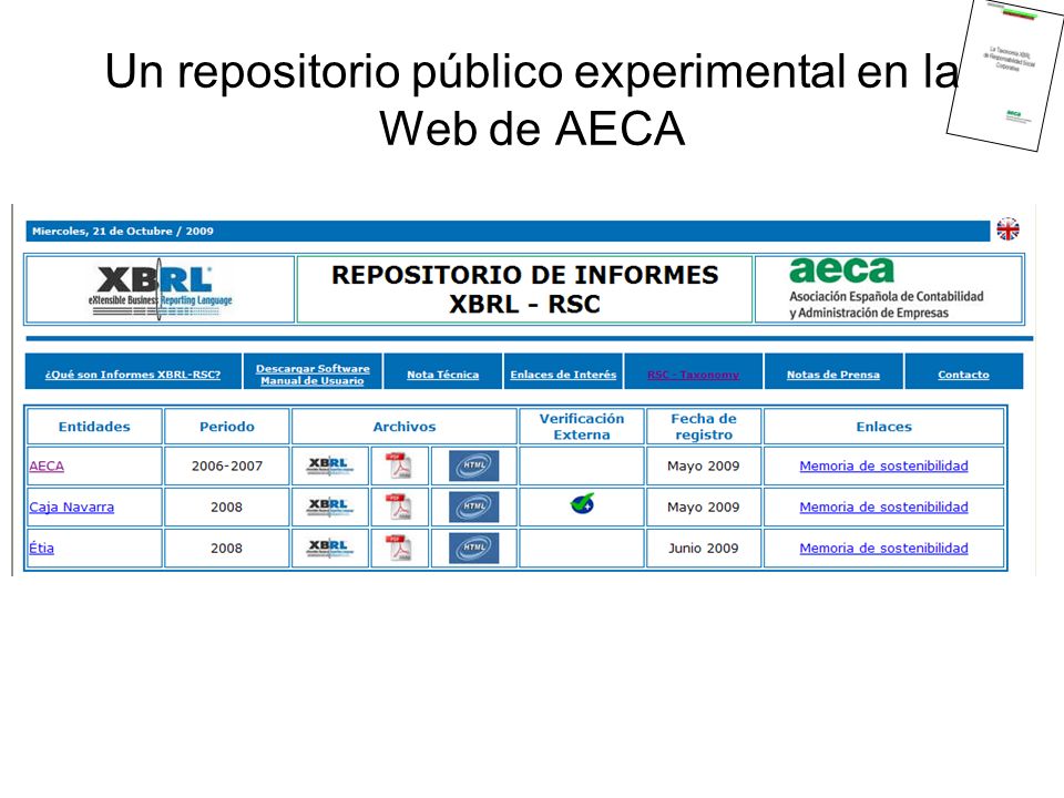 Un repositorio público experimental en la Web de AECA