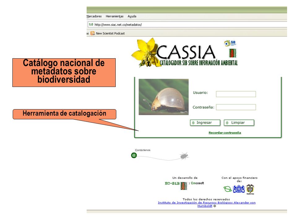Catálogo nacional de metadatos sobre biodiversidad Herramienta de catalogación