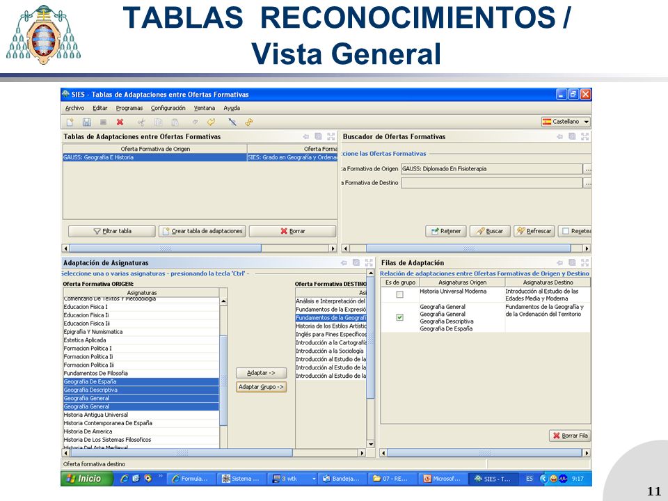 TABLAS RECONOCIMIENTOS / Vista General 11