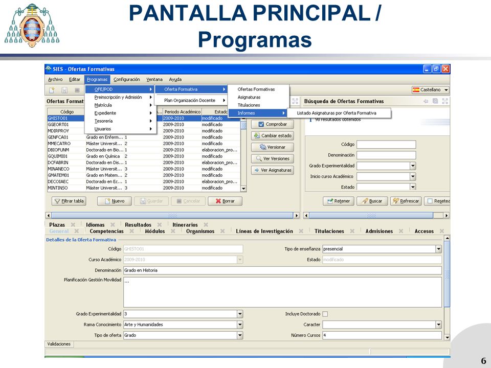 PANTALLA PRINCIPAL / Programas 6