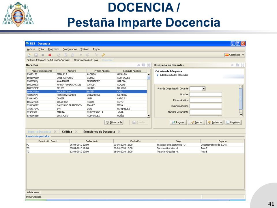 DOCENCIA / Pestaña Imparte Docencia 41