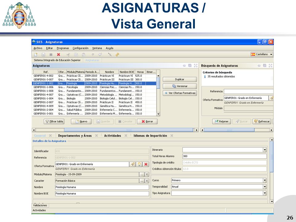 ASIGNATURAS / Vista General 26