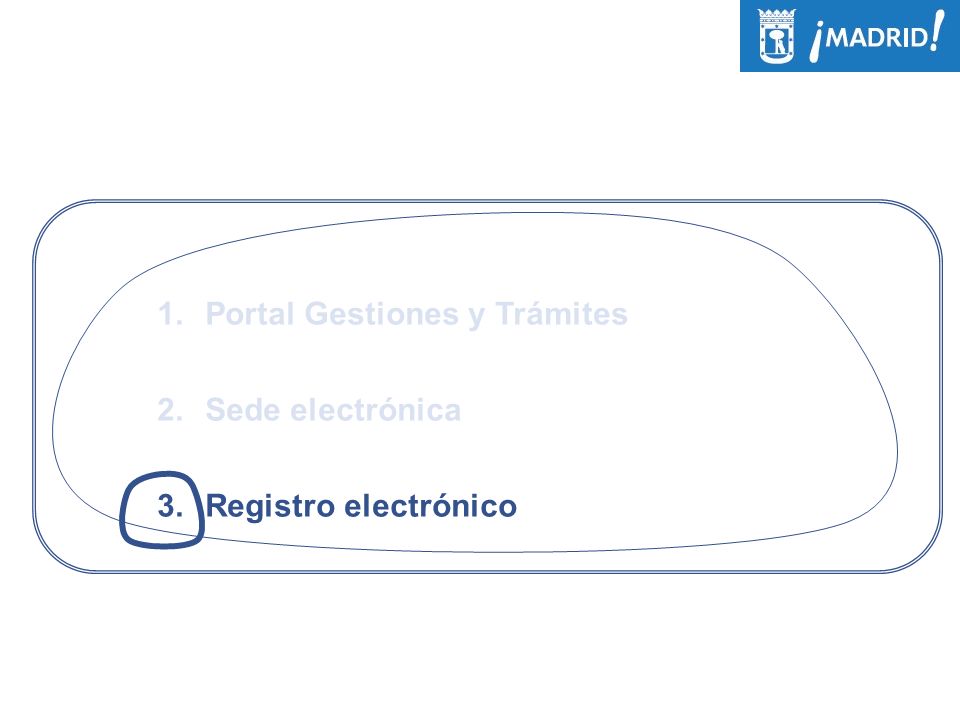 1.Portal Gestiones y Trámites 2.Sede electrónica 3.Registro electrónico