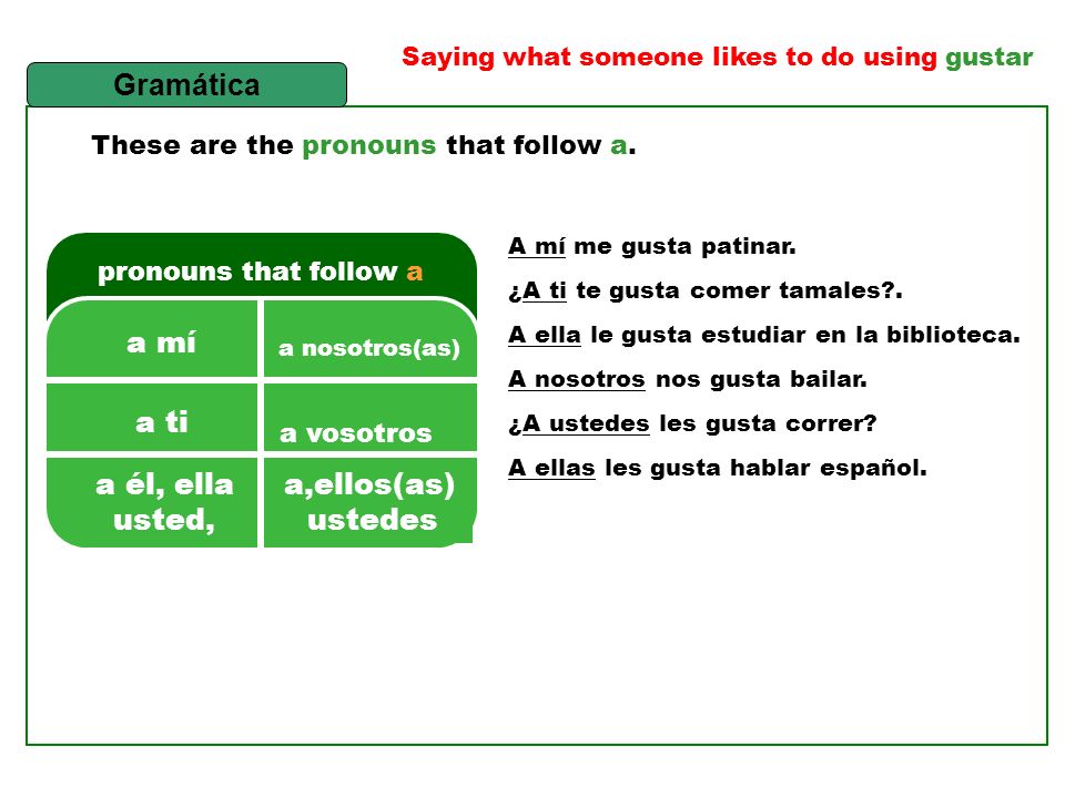 These are the pronouns that follow a. a vosotros pronouns that follow a 2.